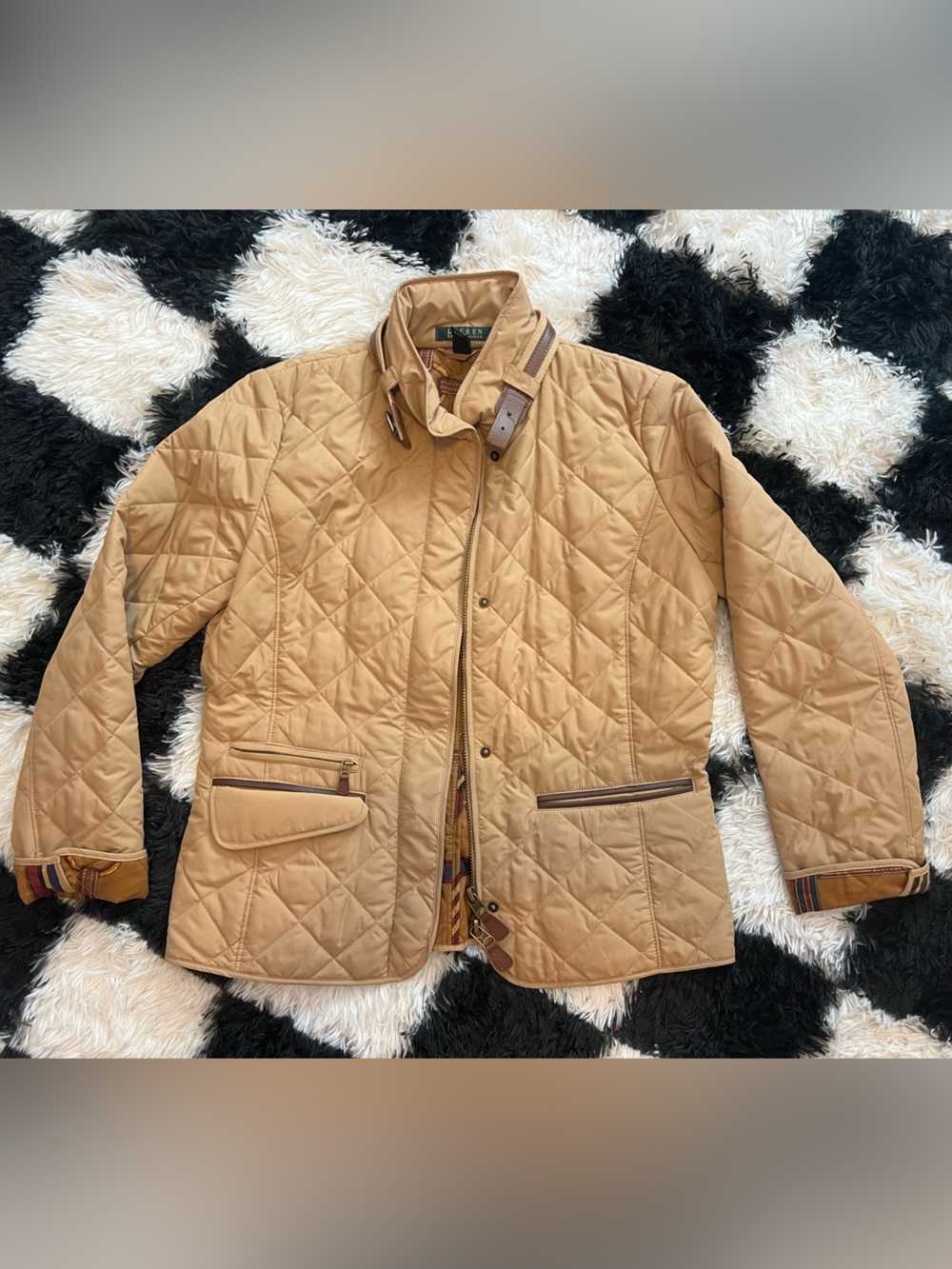 Ralph Lauren Quilted Puffer Jacket in Tan